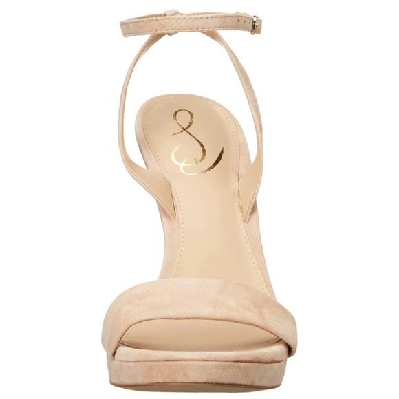 Sam Edelman Cream Suede Stiletto Heels with Ankle Strap - Picture 3 of 14